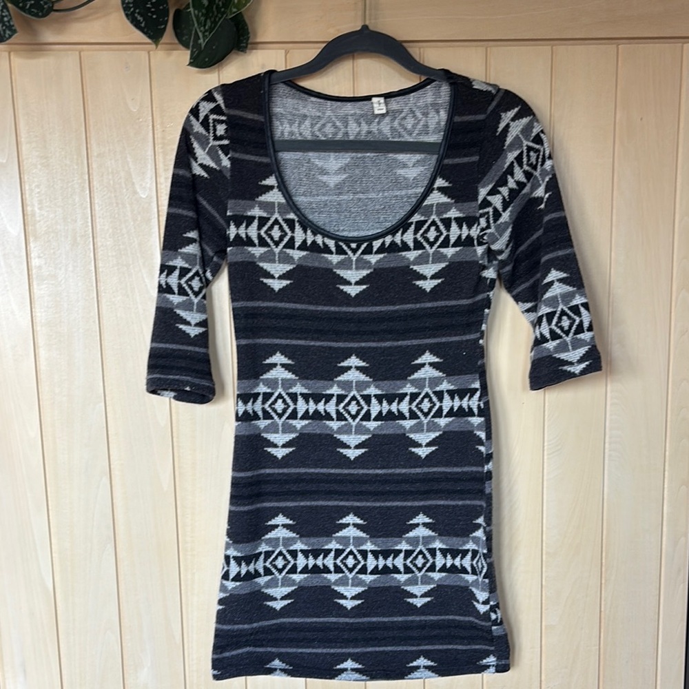 Black and Gray Patterned Dress